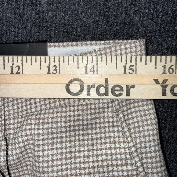 Men's Beige Checked Dress Pants - Picture 4 of 12